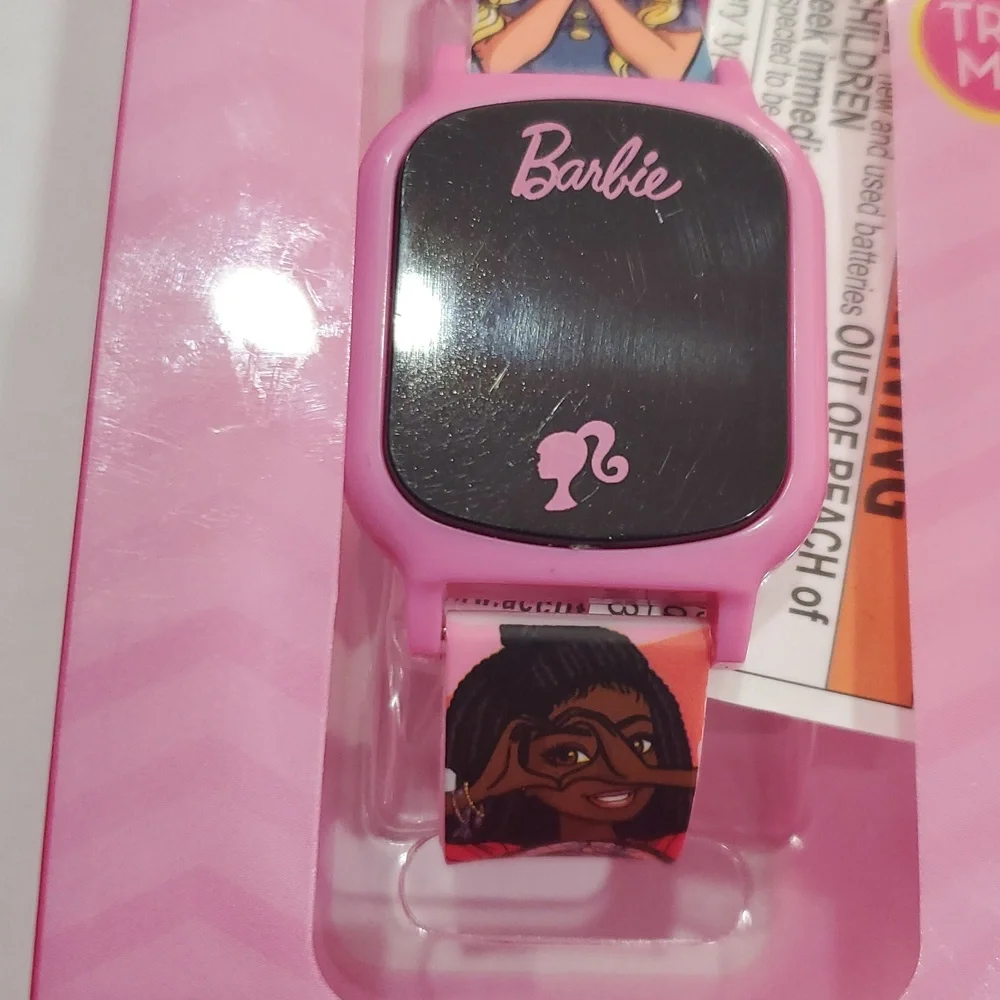 Barbie pink‎ multi Barbie monogram face LED watch brand new